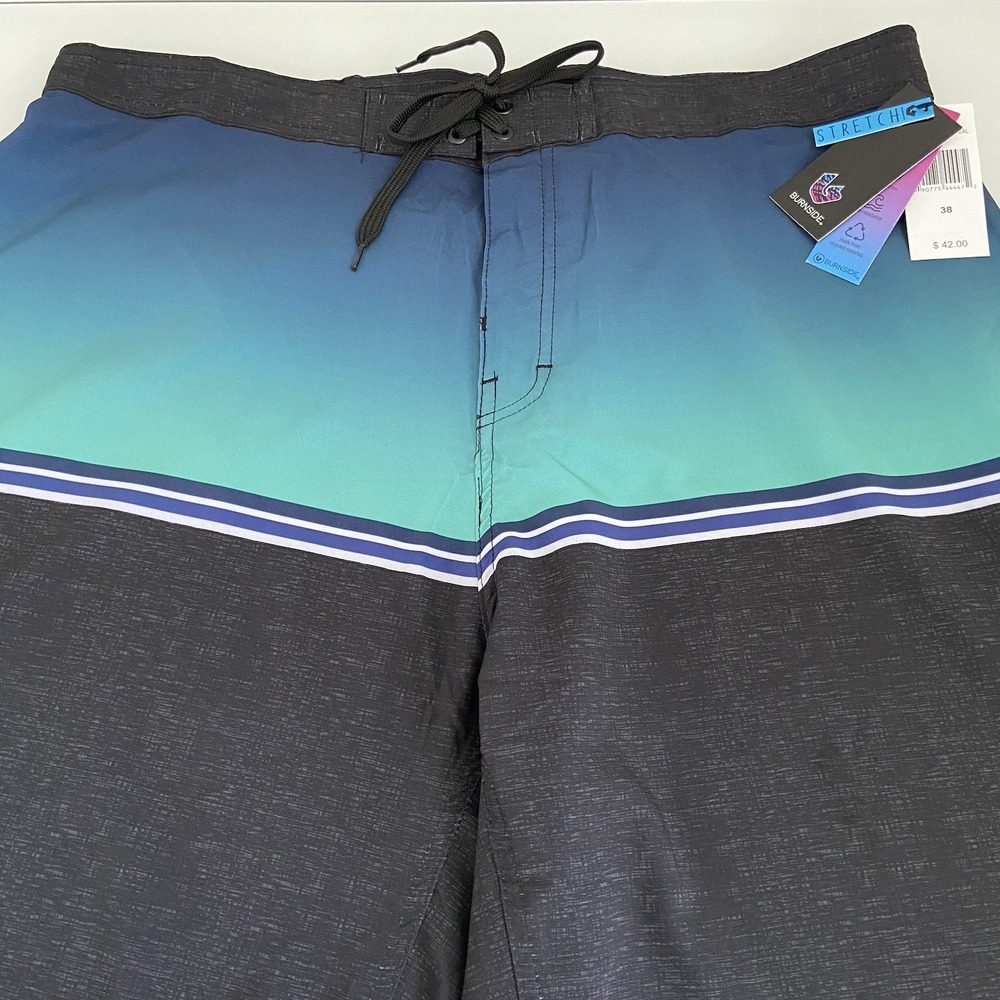 Burnside‎ Board Shorts Mens 38 Swim Blue Ombre Surfer Beach NWT Fishing Stretch